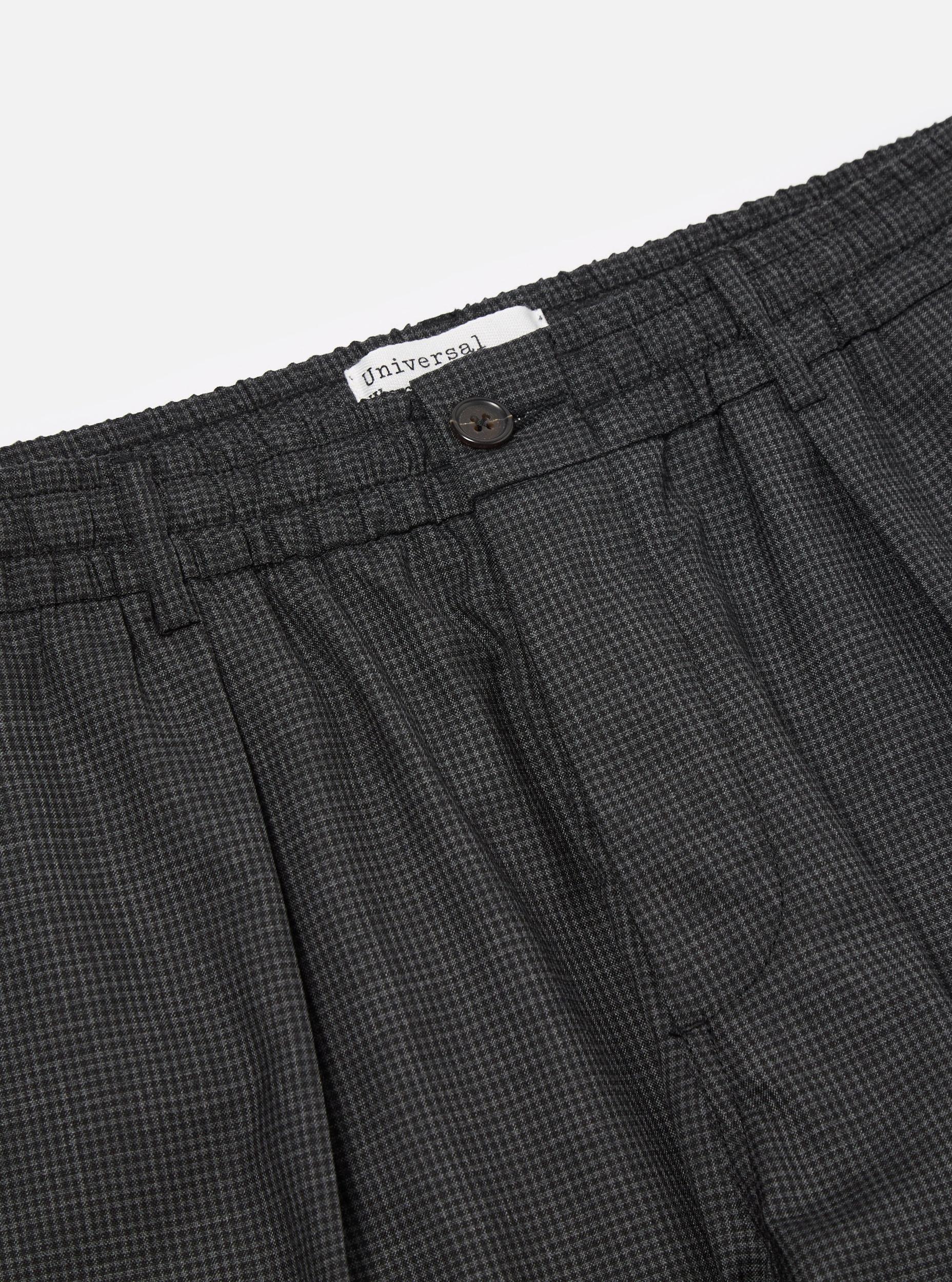 Black Mini Check Pleated Track Pant Product Image