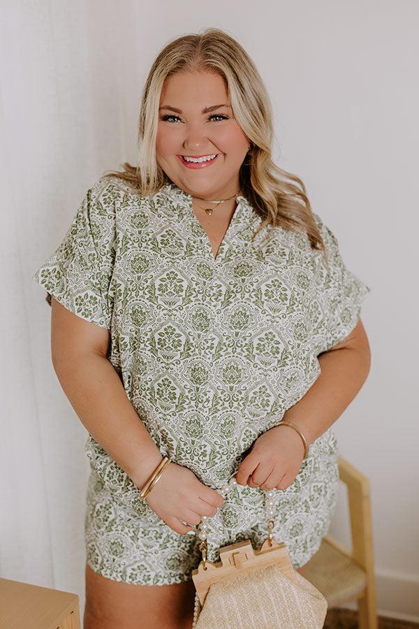 Mykonos Muse Linen-Blend Floral Top Curves Product Image