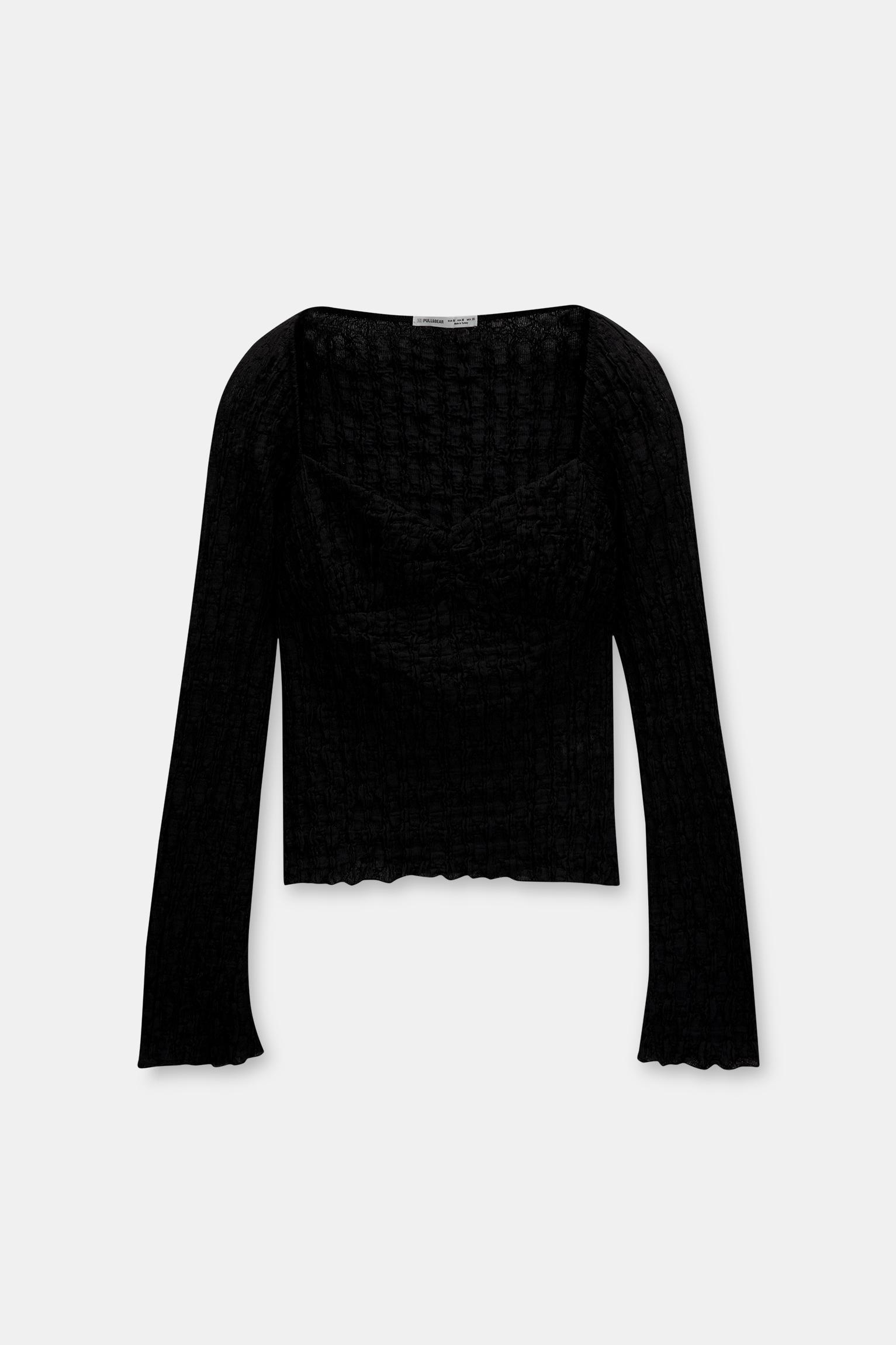 Textured corsetry-inspired T-shirt Product Image