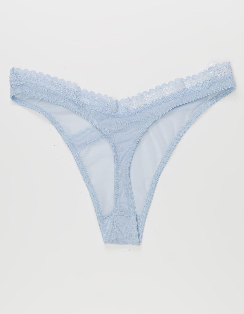 FULL TILT Crossover Waist Mesh Thong - BLUE Product Image