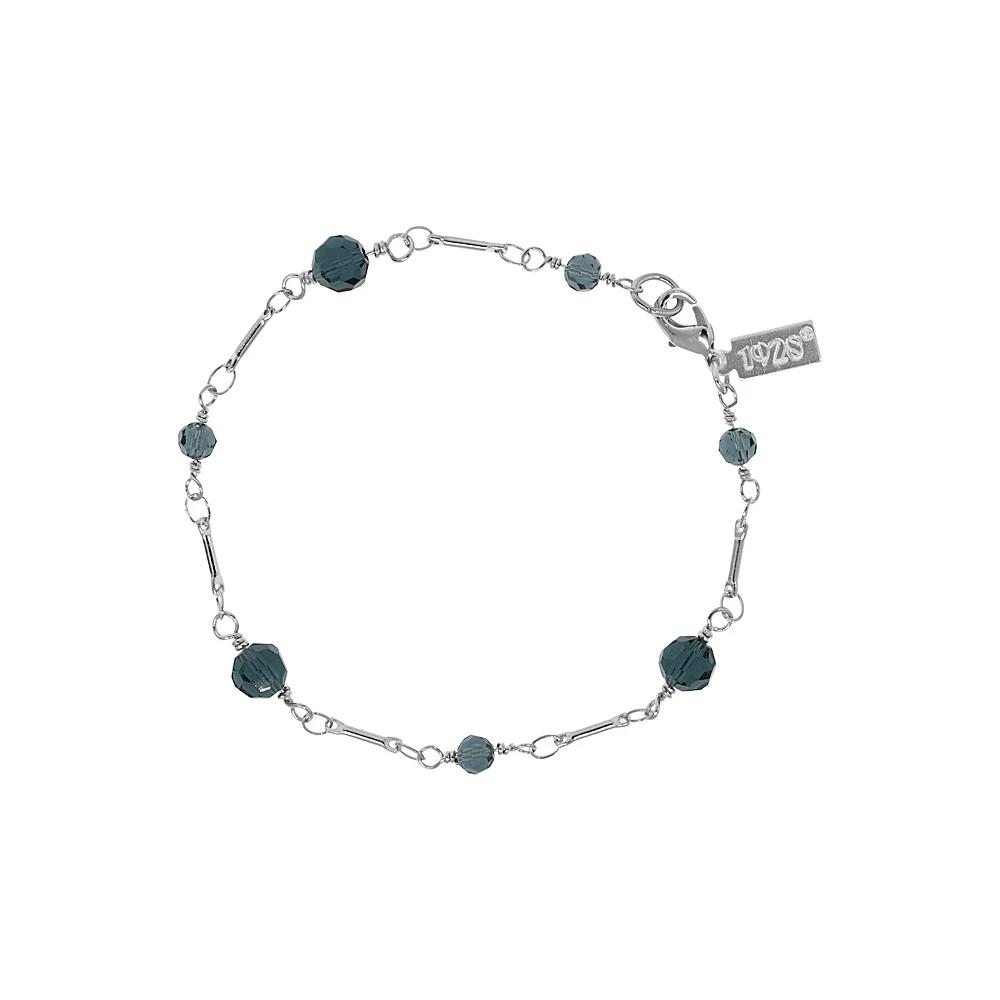 1928 Glass Bead Station Bracelet, Womens, Gold Blue Product Image