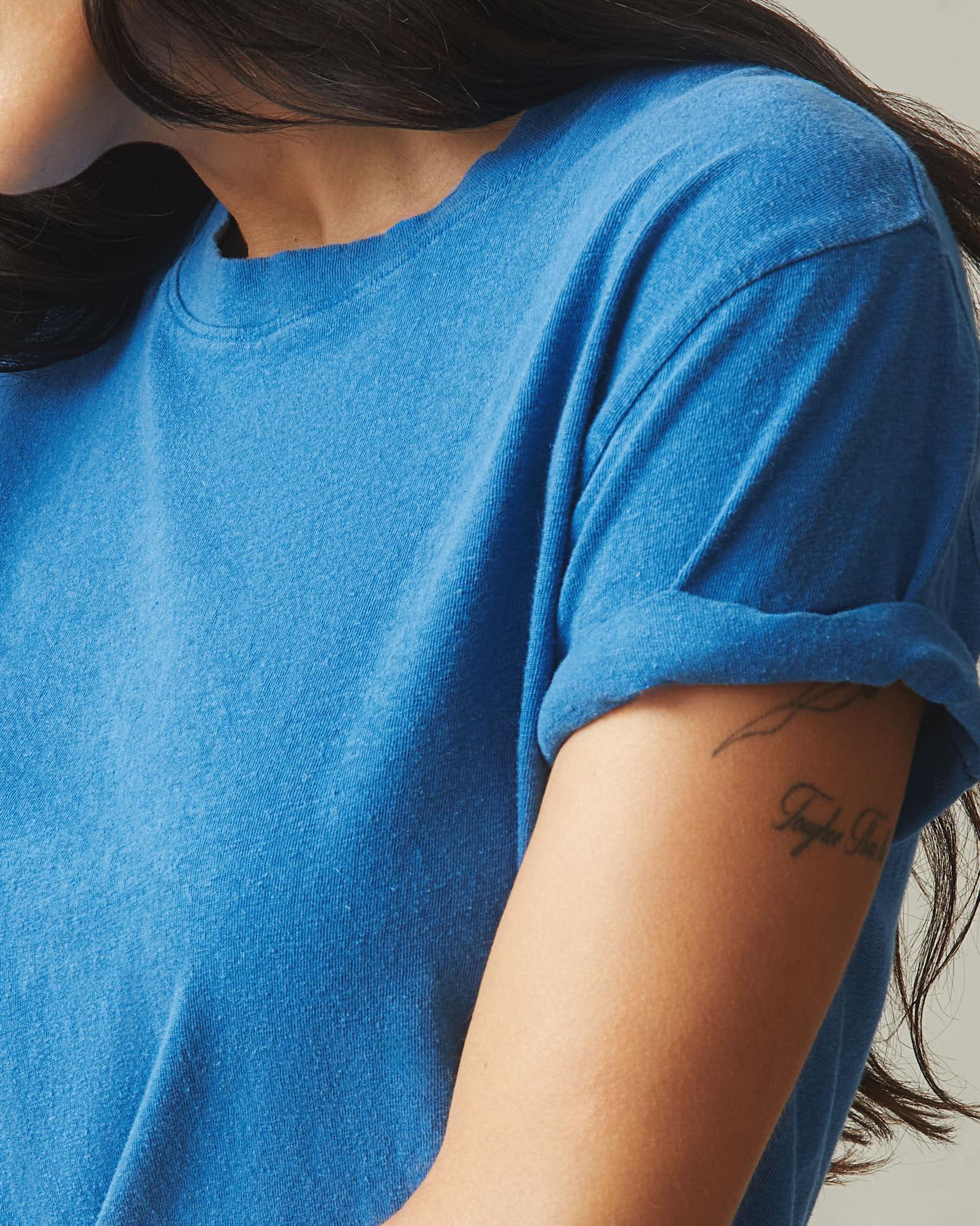 Women's Hemp Jersey Crew Tee - Classic Blue Female Product Image