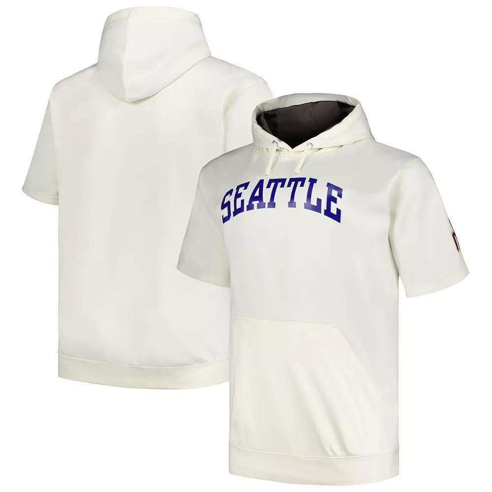 Men's Profile Oatmeal Seattle Mariners Big & Tall Contrast Short Sleeve Pullover Hoodie, Size: 4XB, Team Product Image