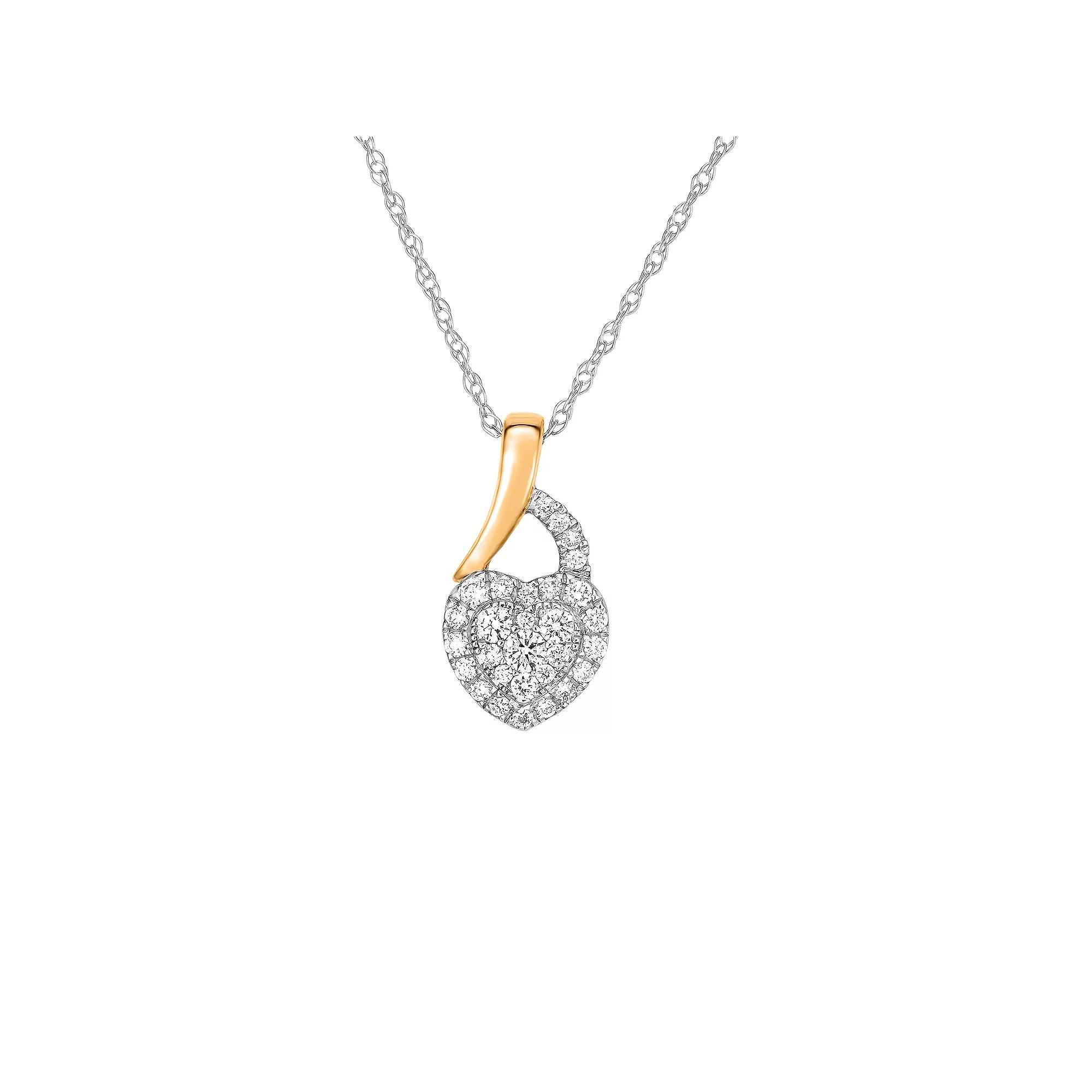 1/6 Carat T.W. Diamond 10k 2-Tone Gold Heart Pendant Necklace, Women's, Size: 18", 10k Two Tone Product Image