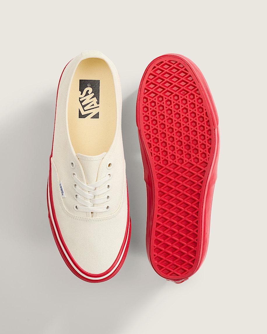 Premium Authentic Duck Canvas Shoe in White / Red| Vans US Product Image