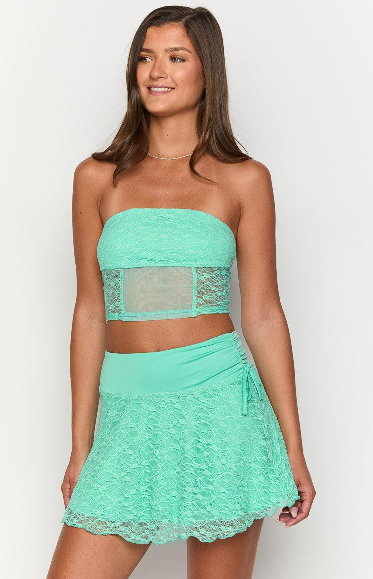 Stay Teal Strapless Lace Corset Top Baby Girls Product Image