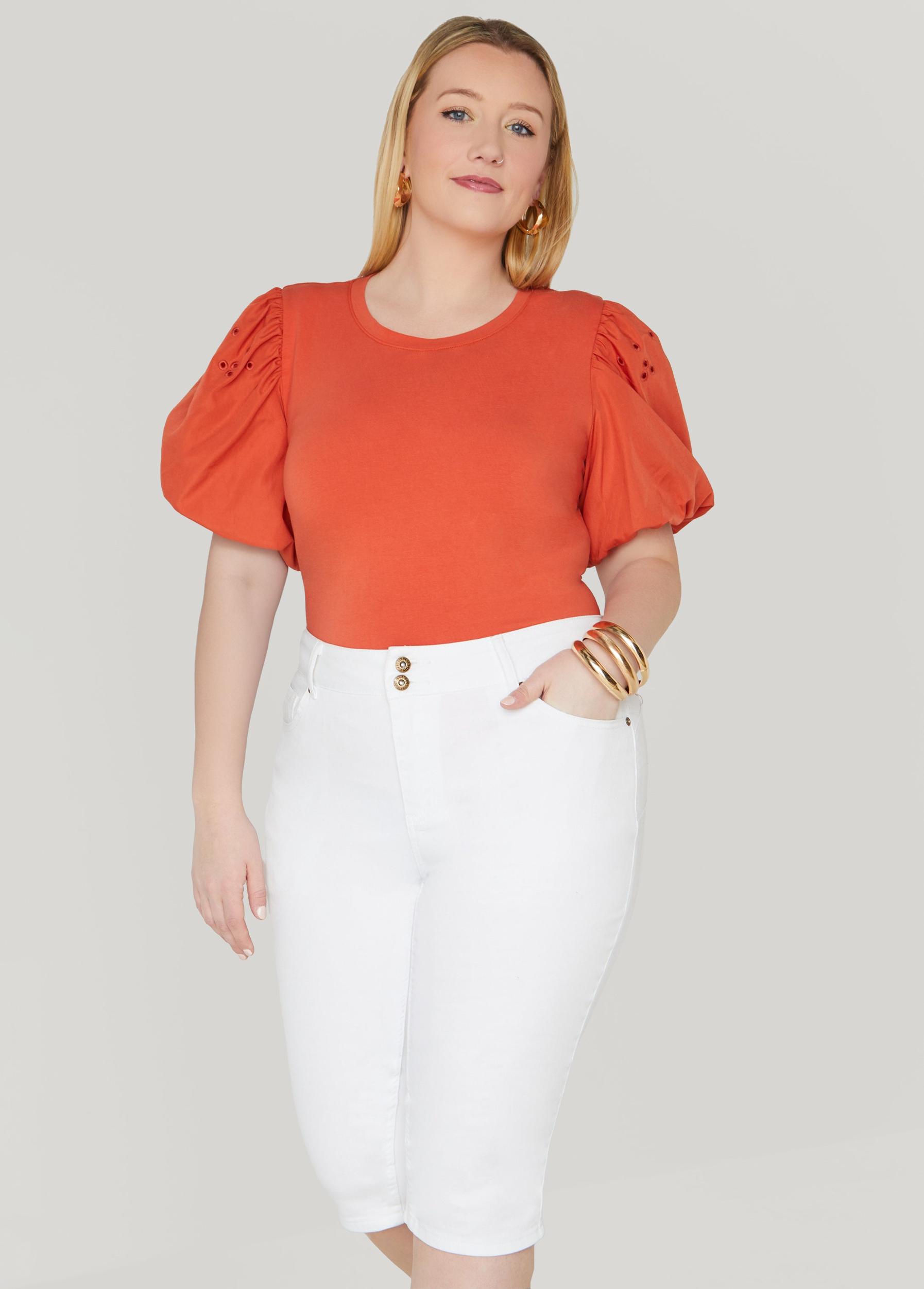 Embroidered Puff Sleeved Tee Product Image