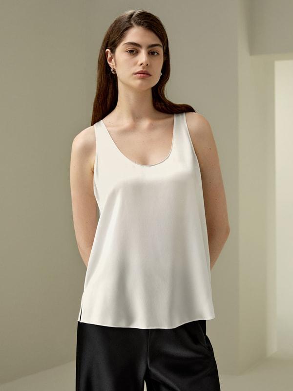 LILYSILK Silk Tank - Womens - Natural White Pure Silk - Cool A-Line Camisole XL Product Image