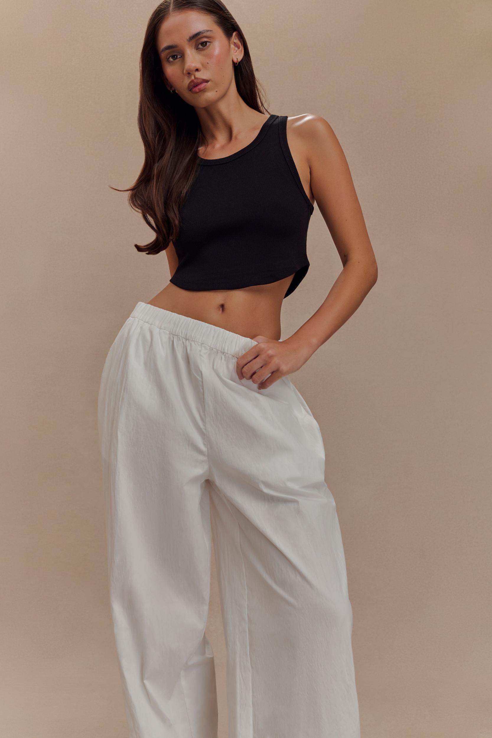 Morgana Ribbed Tank Top - Black Product Image