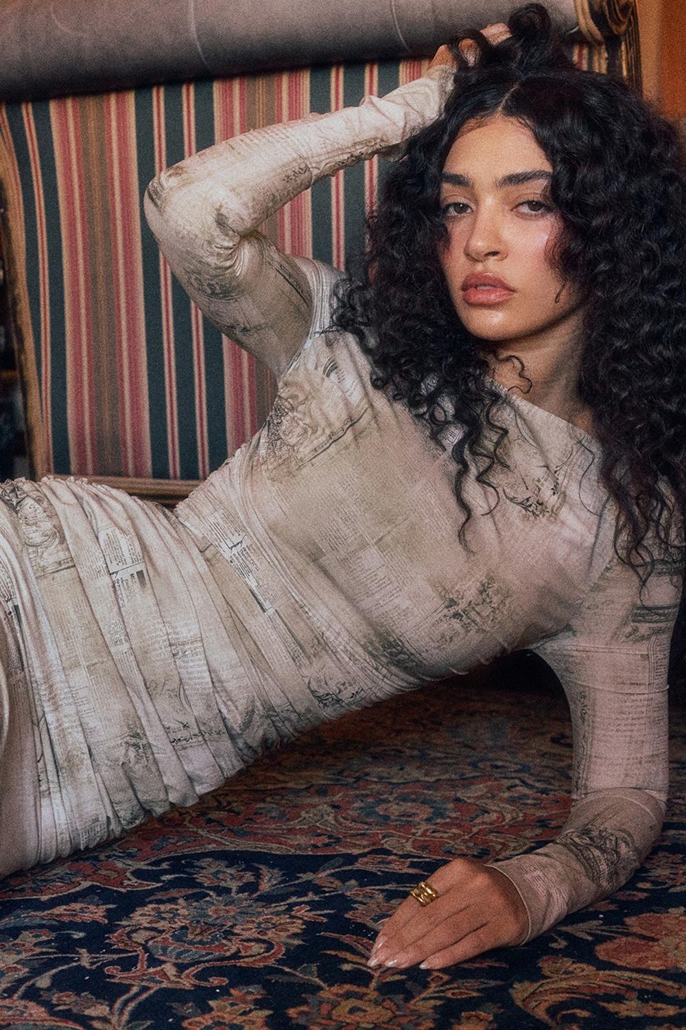 Lanetta  pale sage print maxi dress Product Image