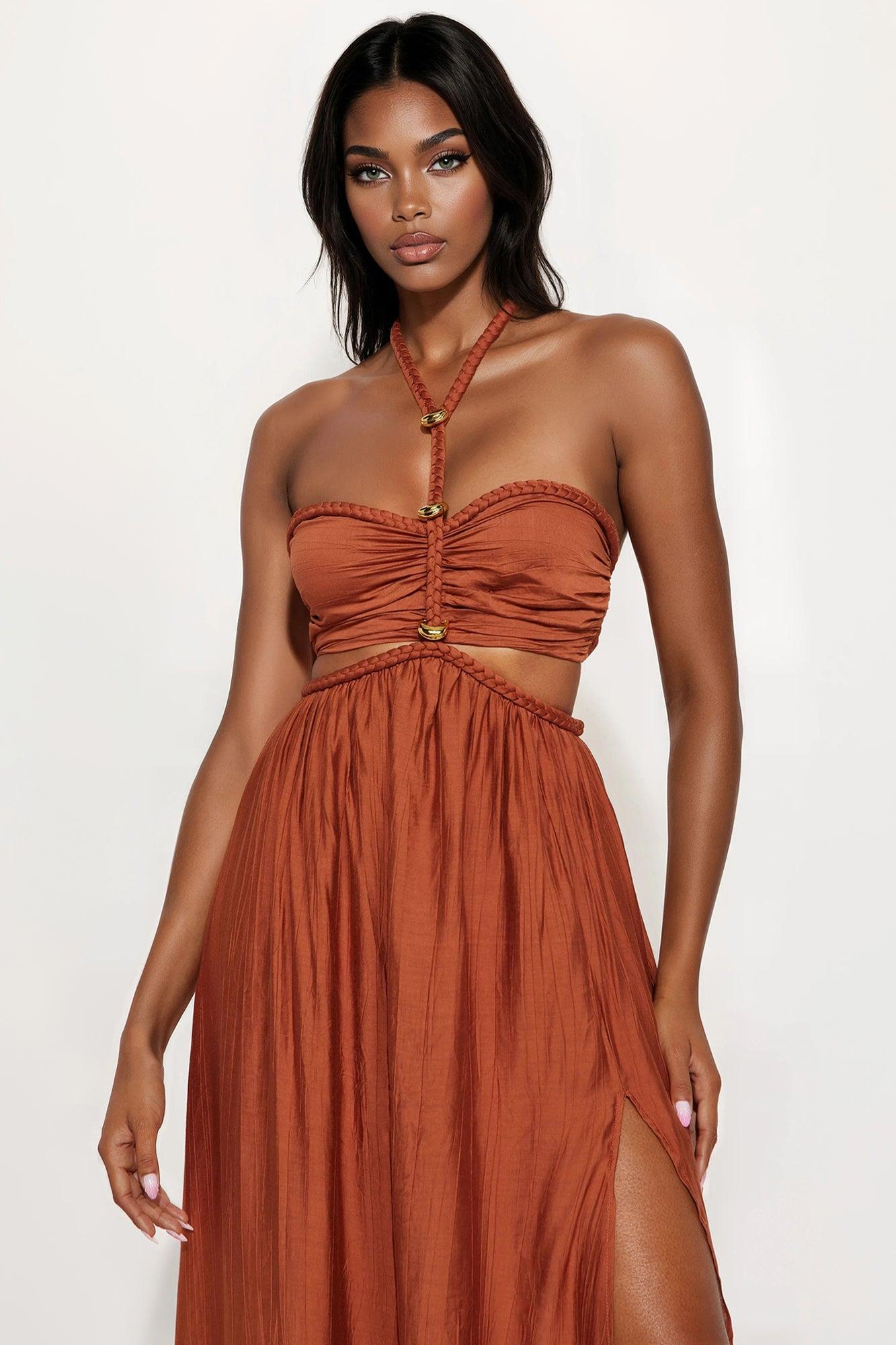 Elma Sleeveless Maxi Dress - Bronze Female Product Image