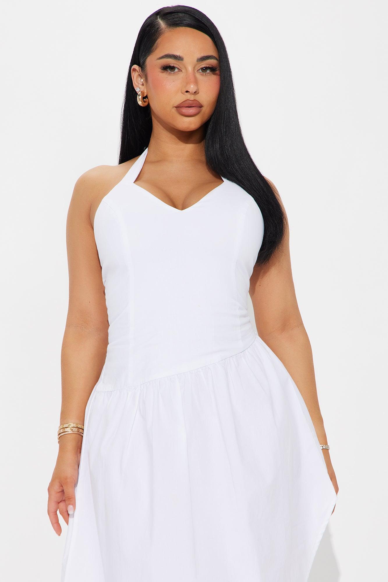 Madison Drop Waist Midi Dress - White Product Image