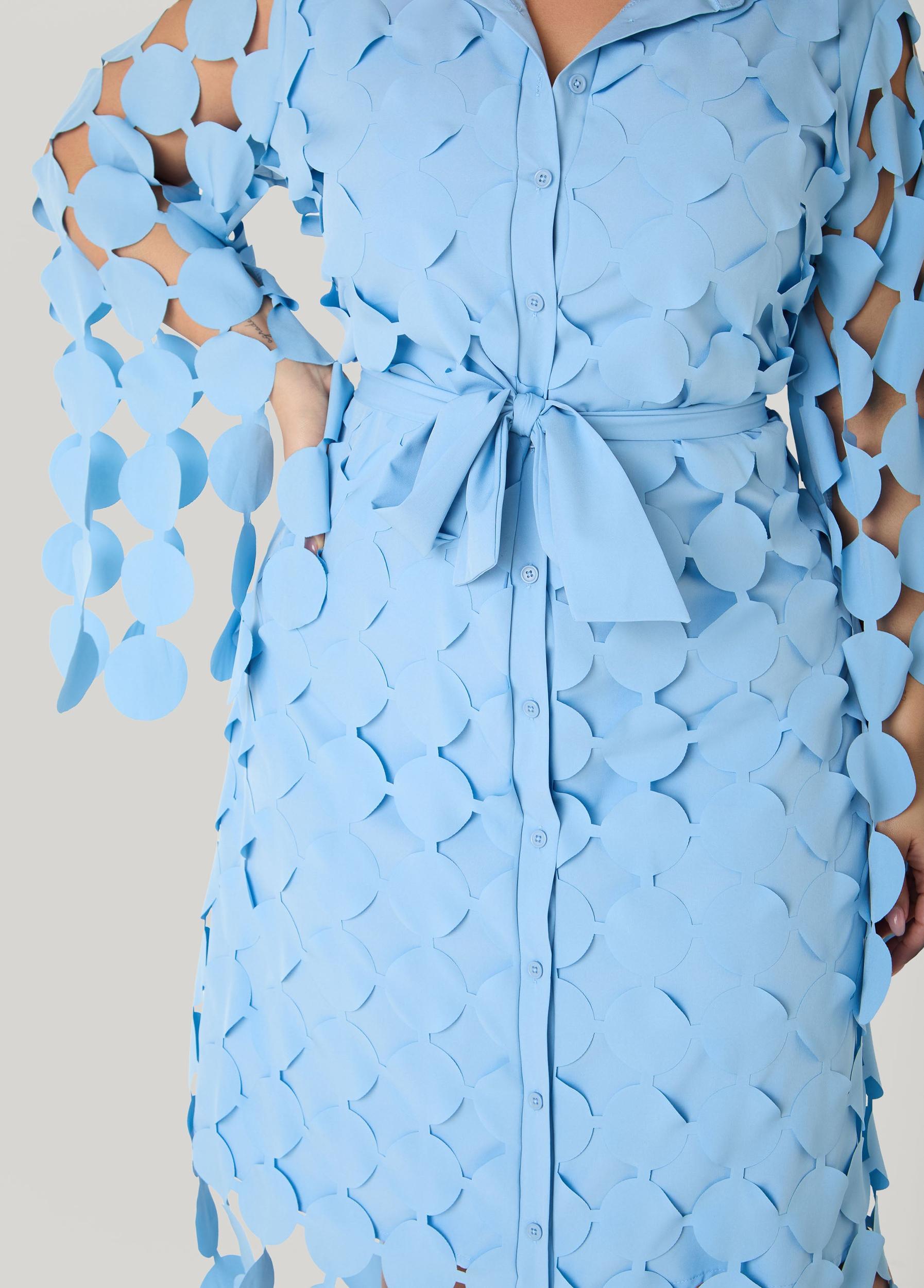 Cutout Fringed Midi Shirtdress Product Image