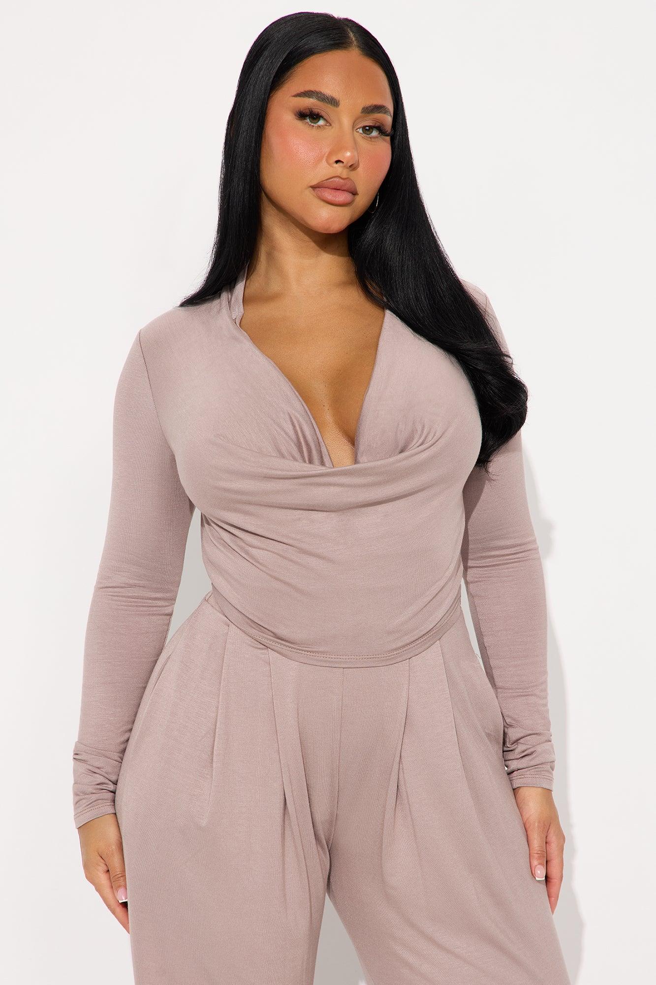 Hazel Cowl Neck Pant Set - Taupe Female Product Image