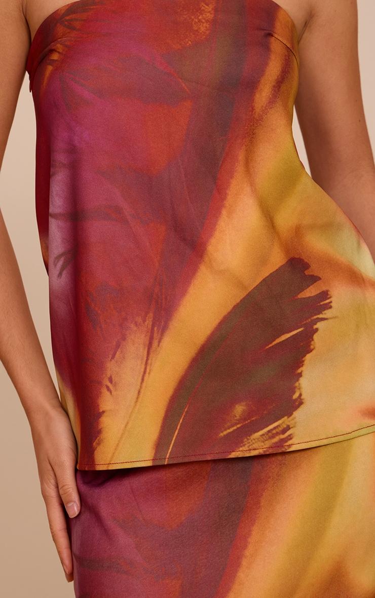  Multi Flower Print Woven Bandeau Top Product Image