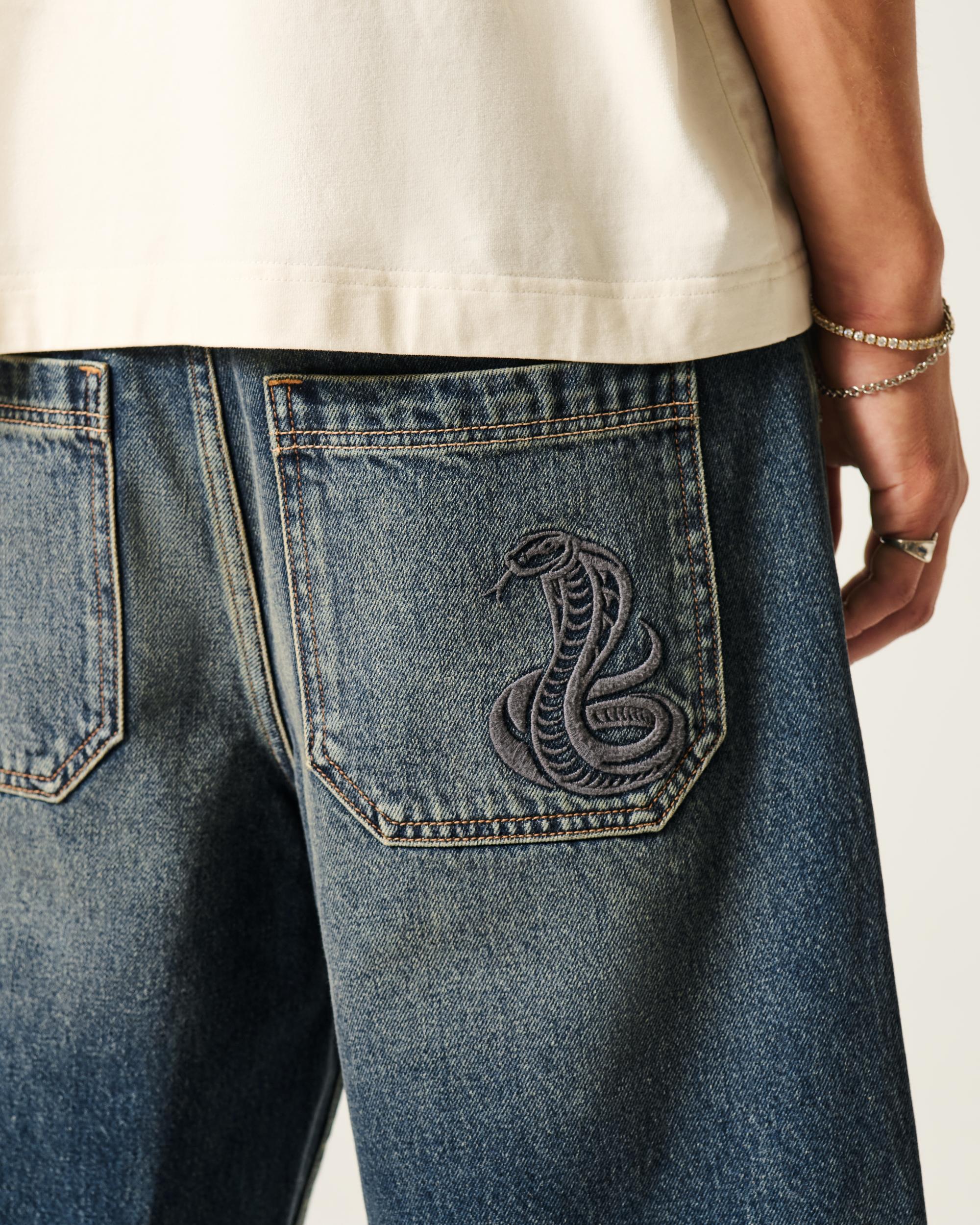 Baggy Denim Cargo Shorts Product Image