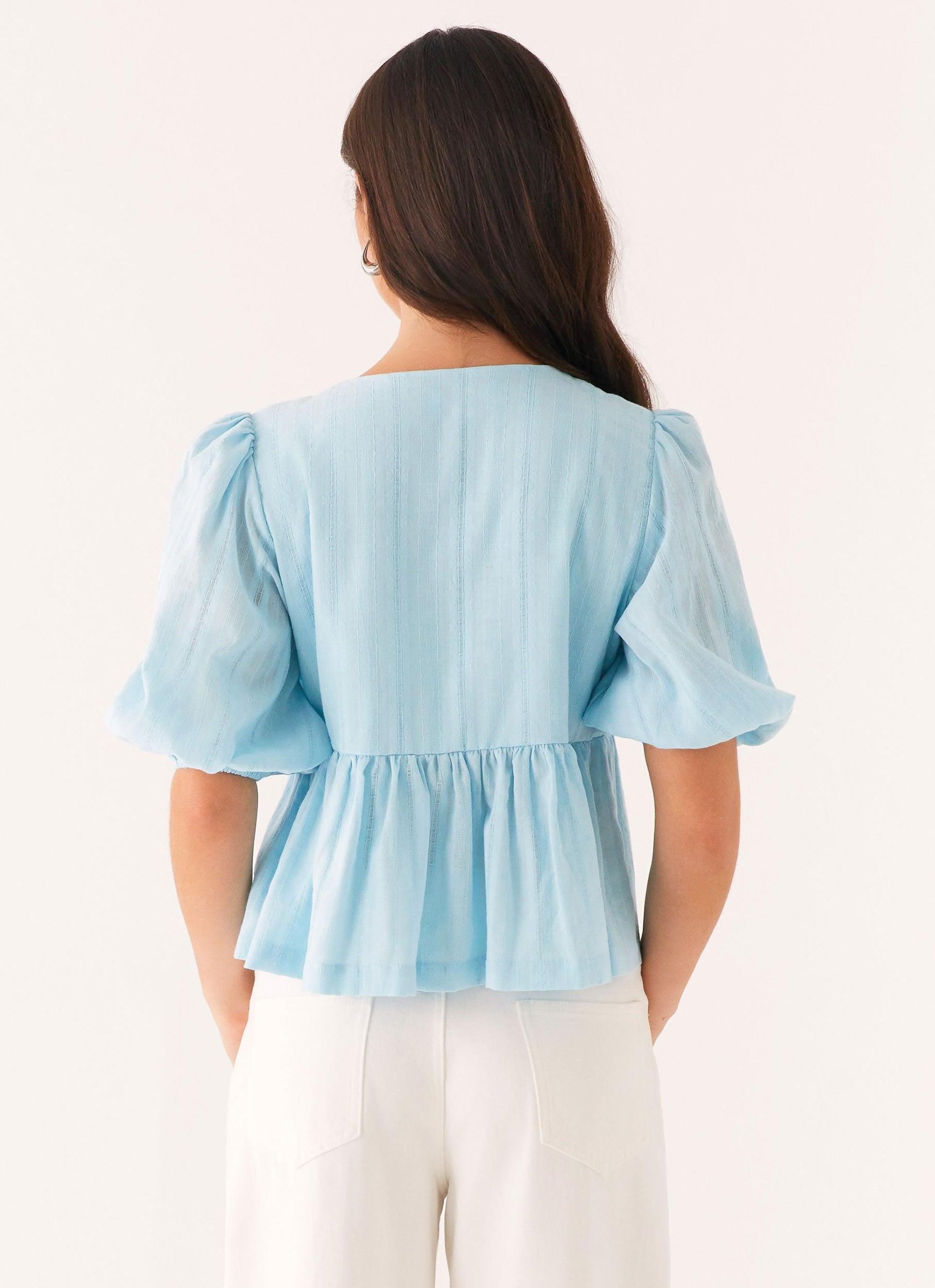 Western Wind Tie Top - Blue Product Image