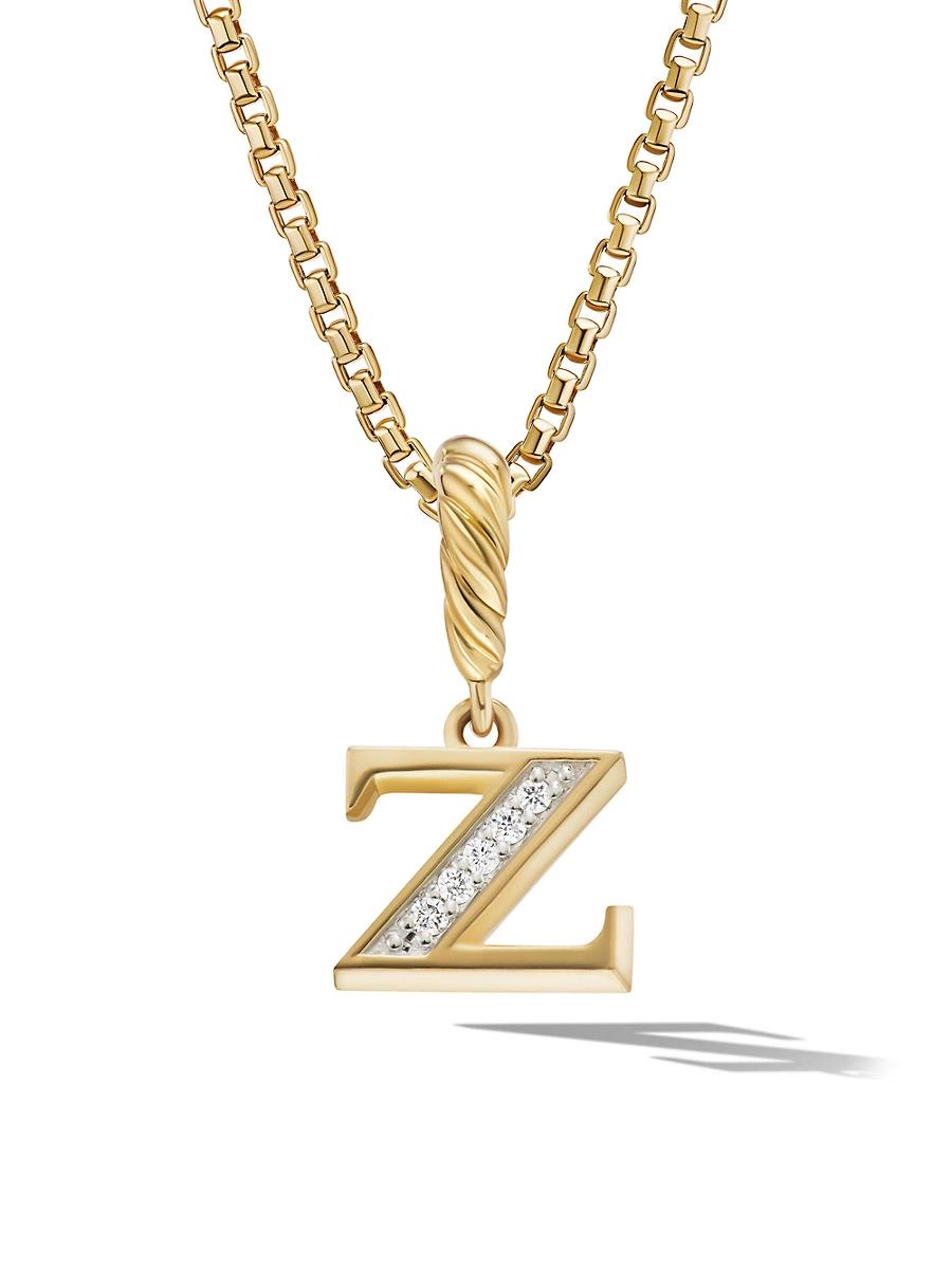 Womens Pav Initial Pendant in 18K Yellow Gold Product Image