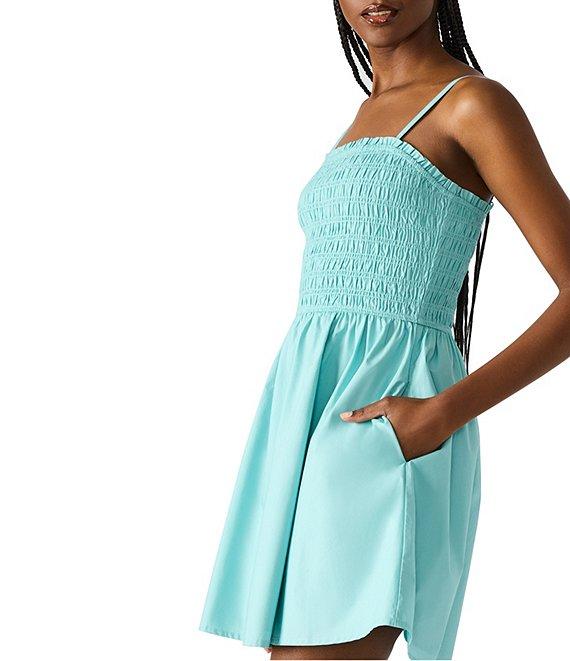 Steve Madden Lotty Square Neck Smocked Mini Dress Product Image