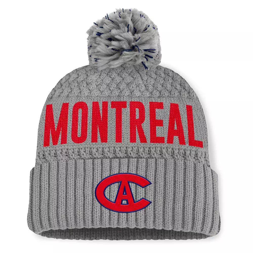Women's Fanatics  Gray Montreal Canadiens Heritage Tilly Cuffed Knit Hat with Pom, Cnd Grey Product Image
