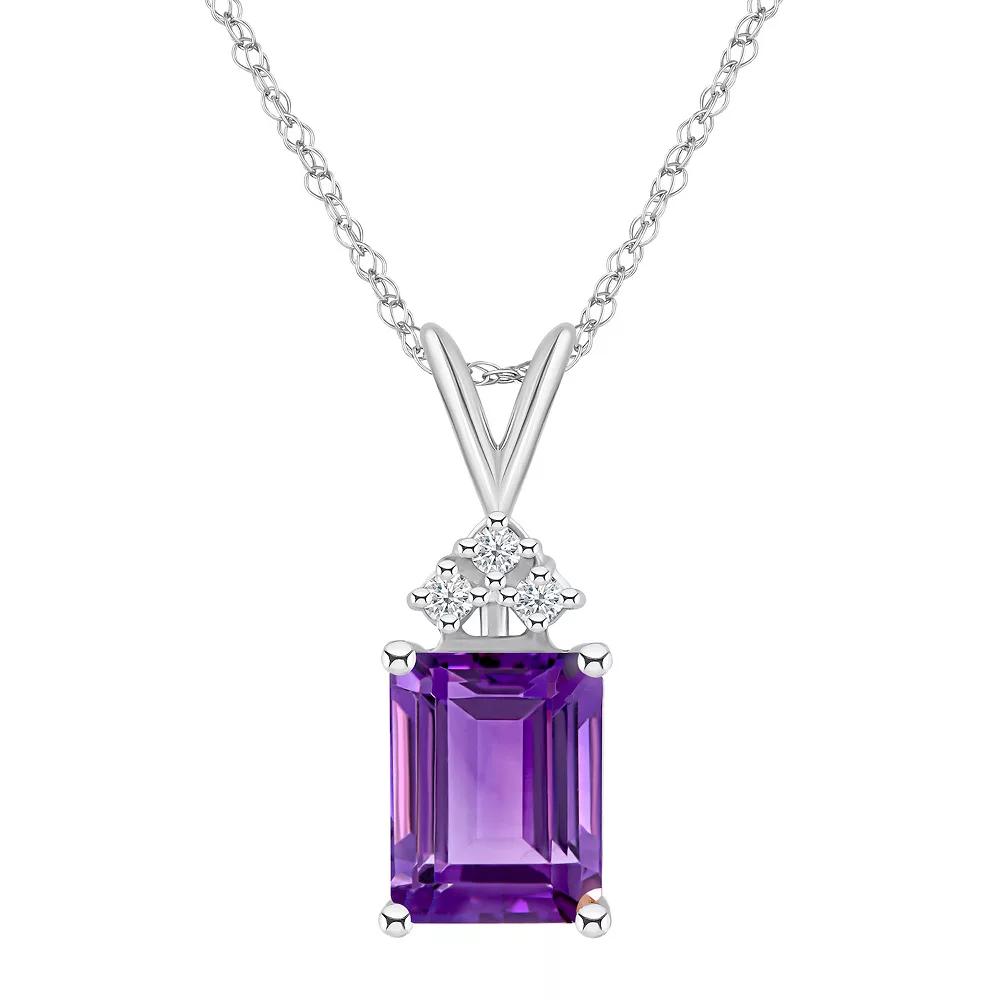 Celebration Gems 14k White Gold Gemstone & 1/10 Carat T.W. Diamond Pendant Necklace, Women's, Size: 18", Purple Product Image