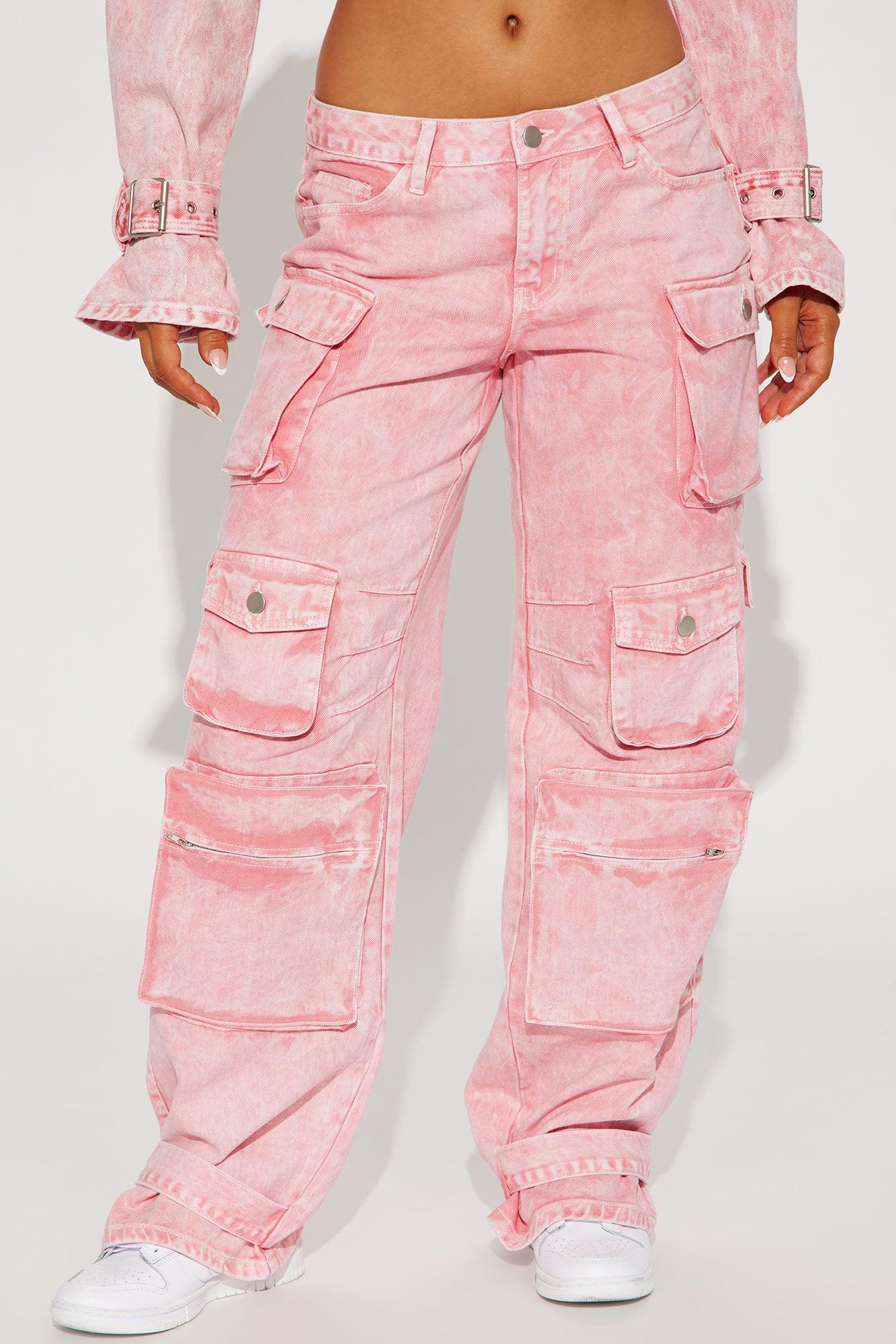 Billie Low Slung Cargo Jeans - Pink Product Image
