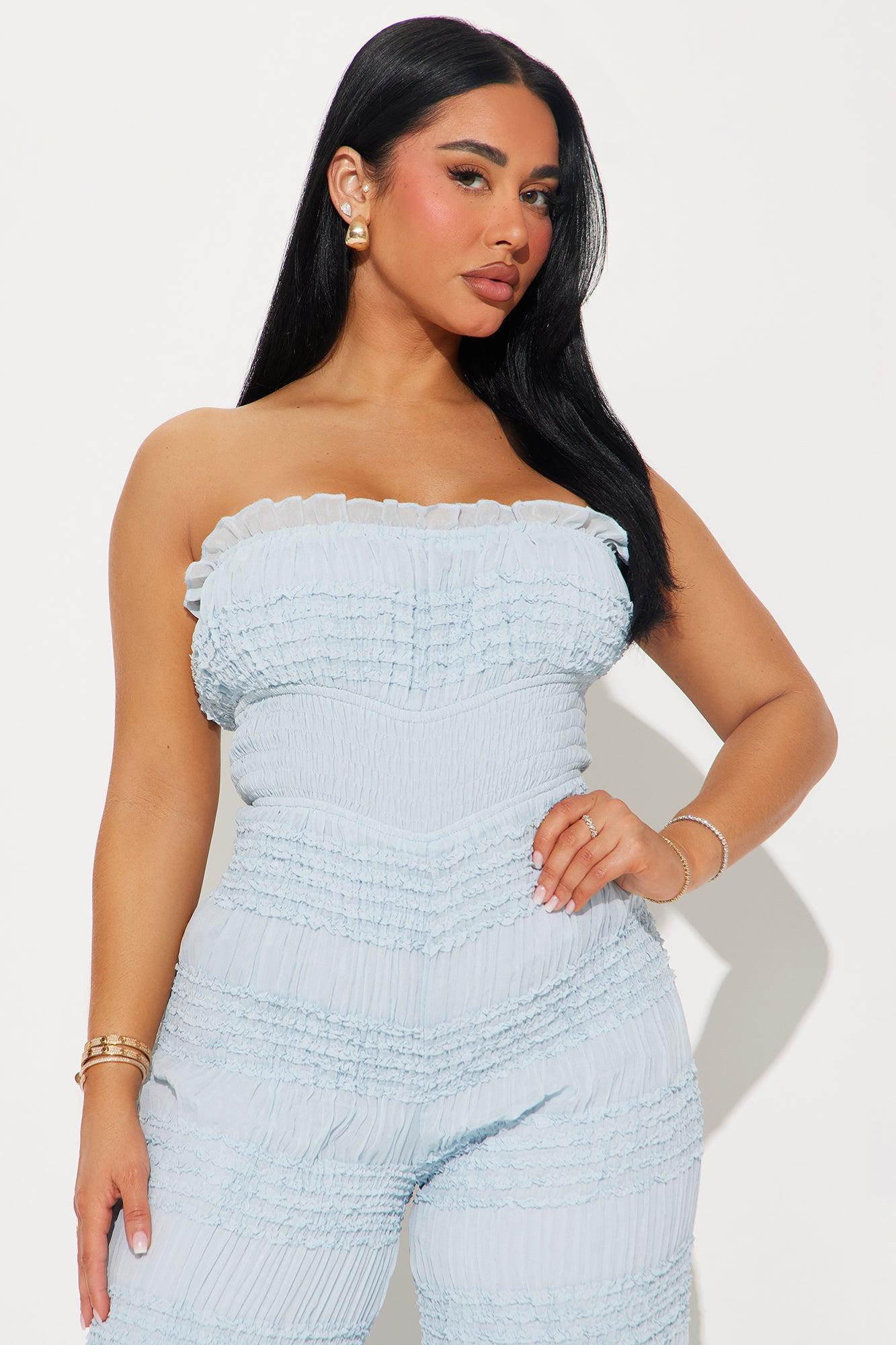 Weak For Your Love Smocked Jumpsuit - Light Blue Product Image