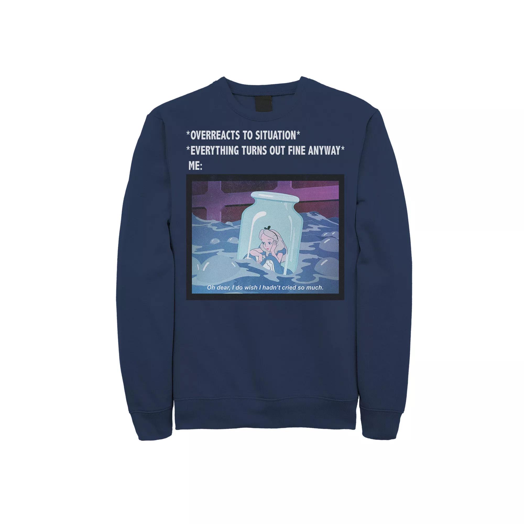 Disney's Alice In Wonderland Overreacts To Situation Meme Men's Sweatshirt, Size: Large, Blue Product Image
