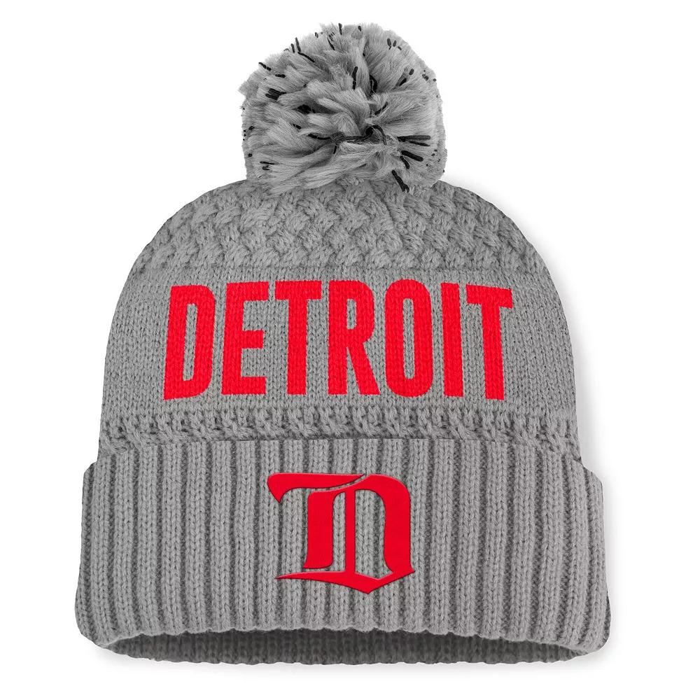 Women's Fanatics  Gray Detroit Red Wings Heritage Tilly Cuffed Knit Hat with Pom, Grey Product Image