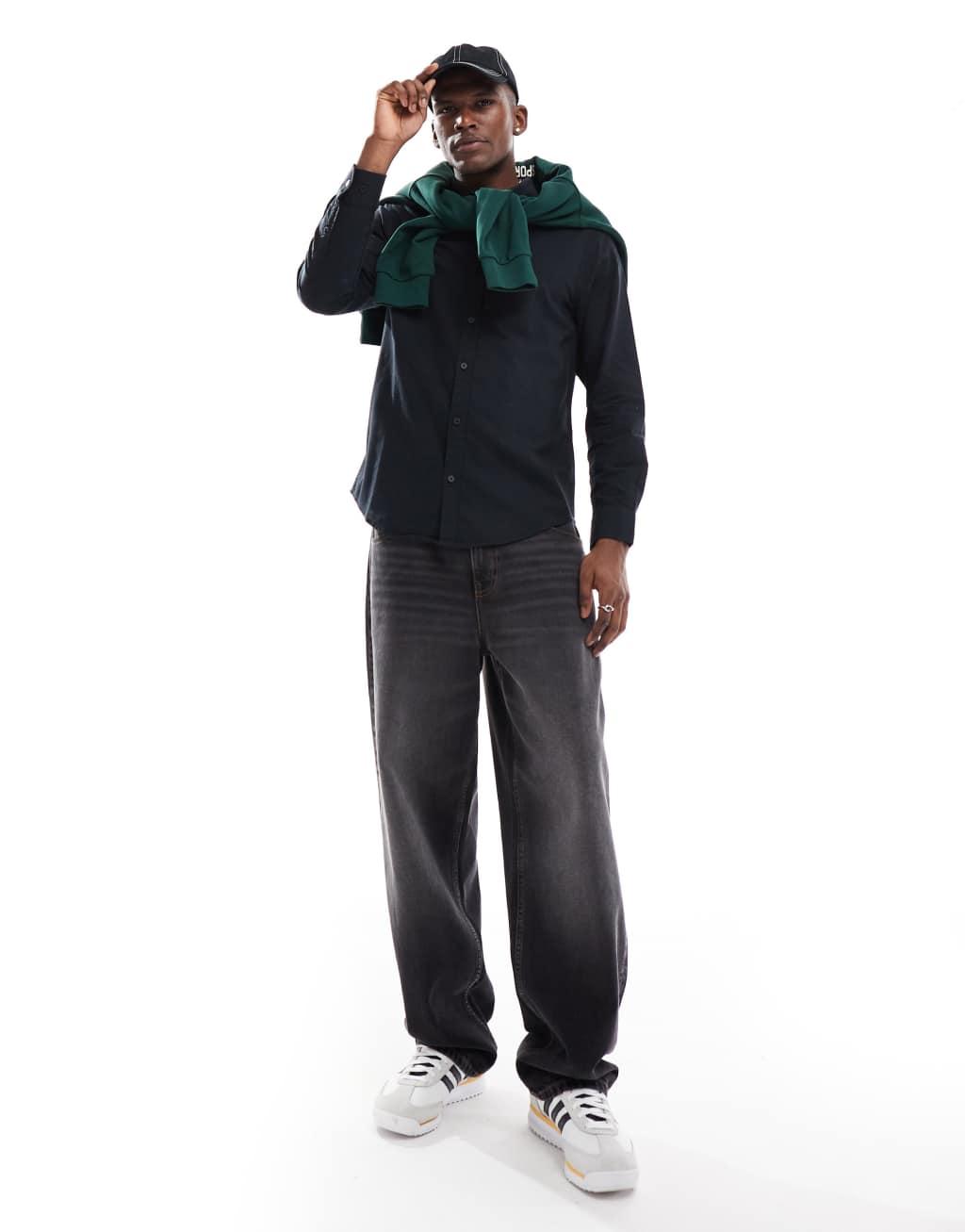 Threadbare long sleeve shirt in black Product Image