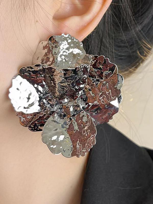 Flower Shape Shiny Earrings Accessories Product Image