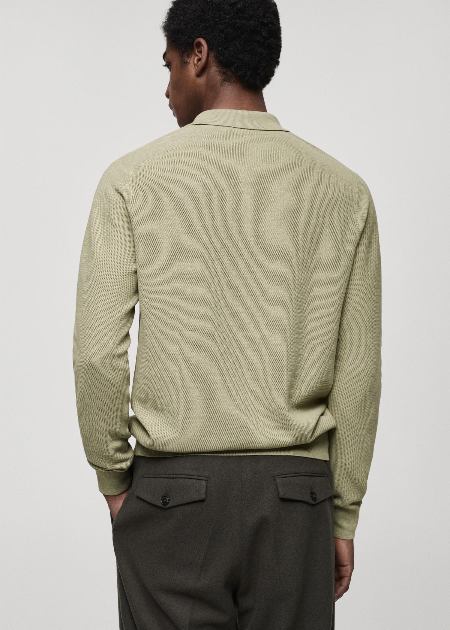 Micro-structured cotton knitted polo shirt - Men | MANGO USA Product Image