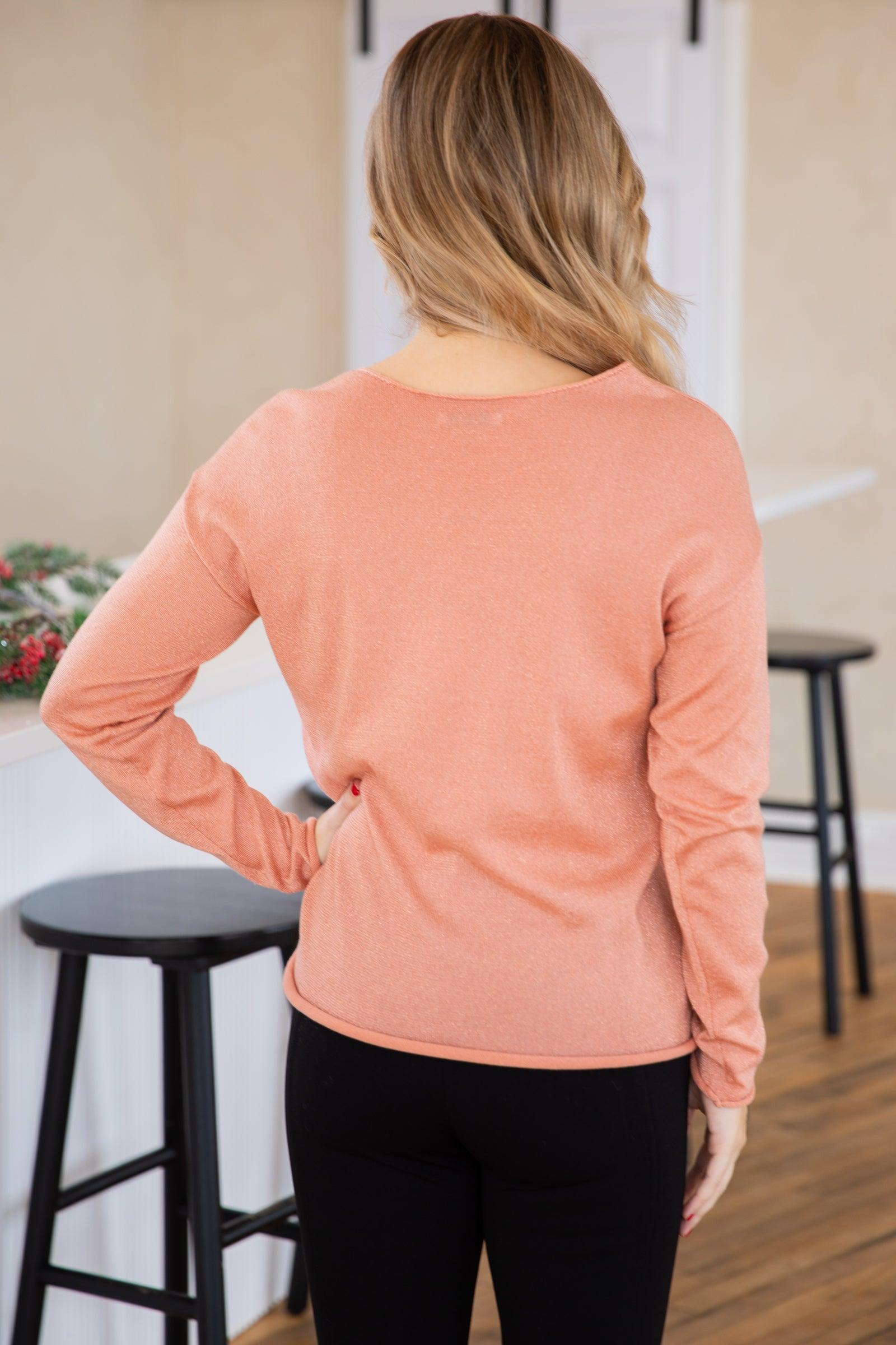 Dusty Rose Boat Neck Sweater With Lurex Product Image