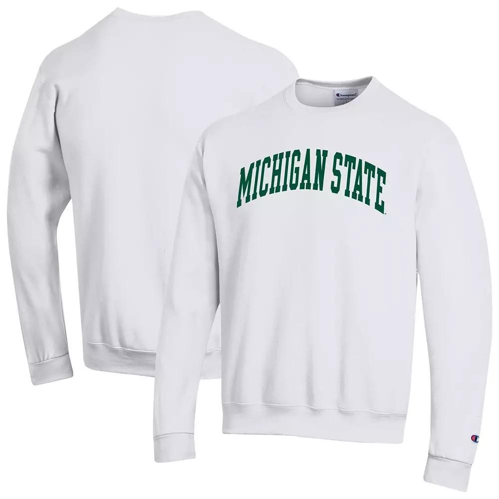 Men's Champion White Michigan State Spartans Basic Arch Fleece Pullover Sweatshirt,  Product Image