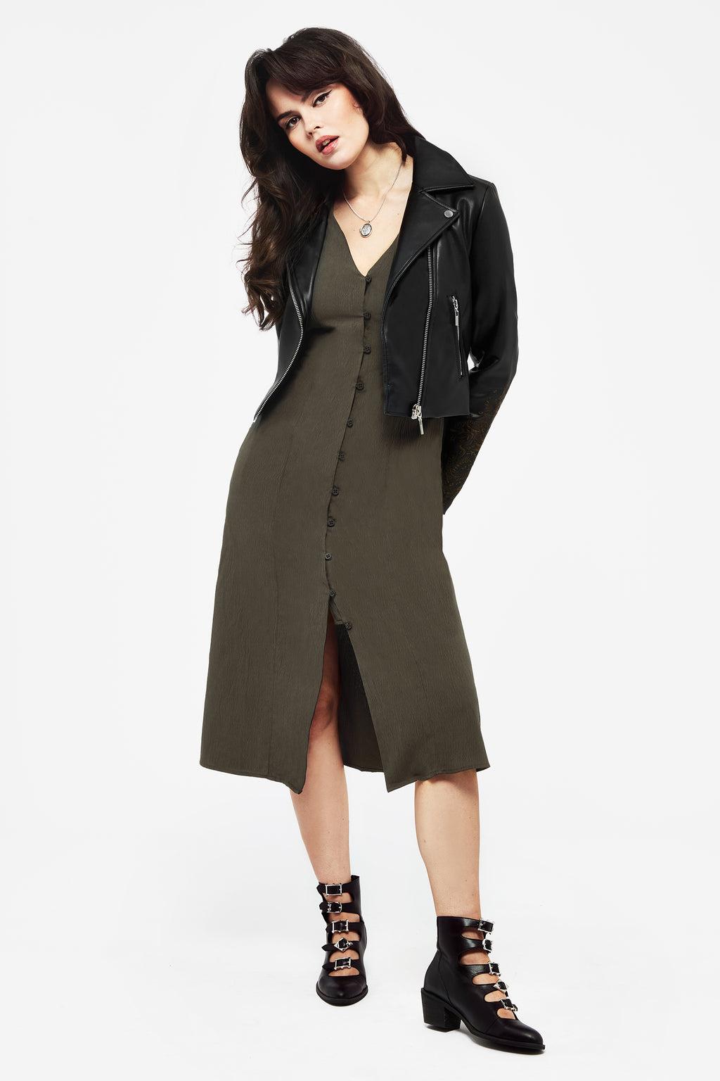 Rosette Button Up Midi Dress Product Image