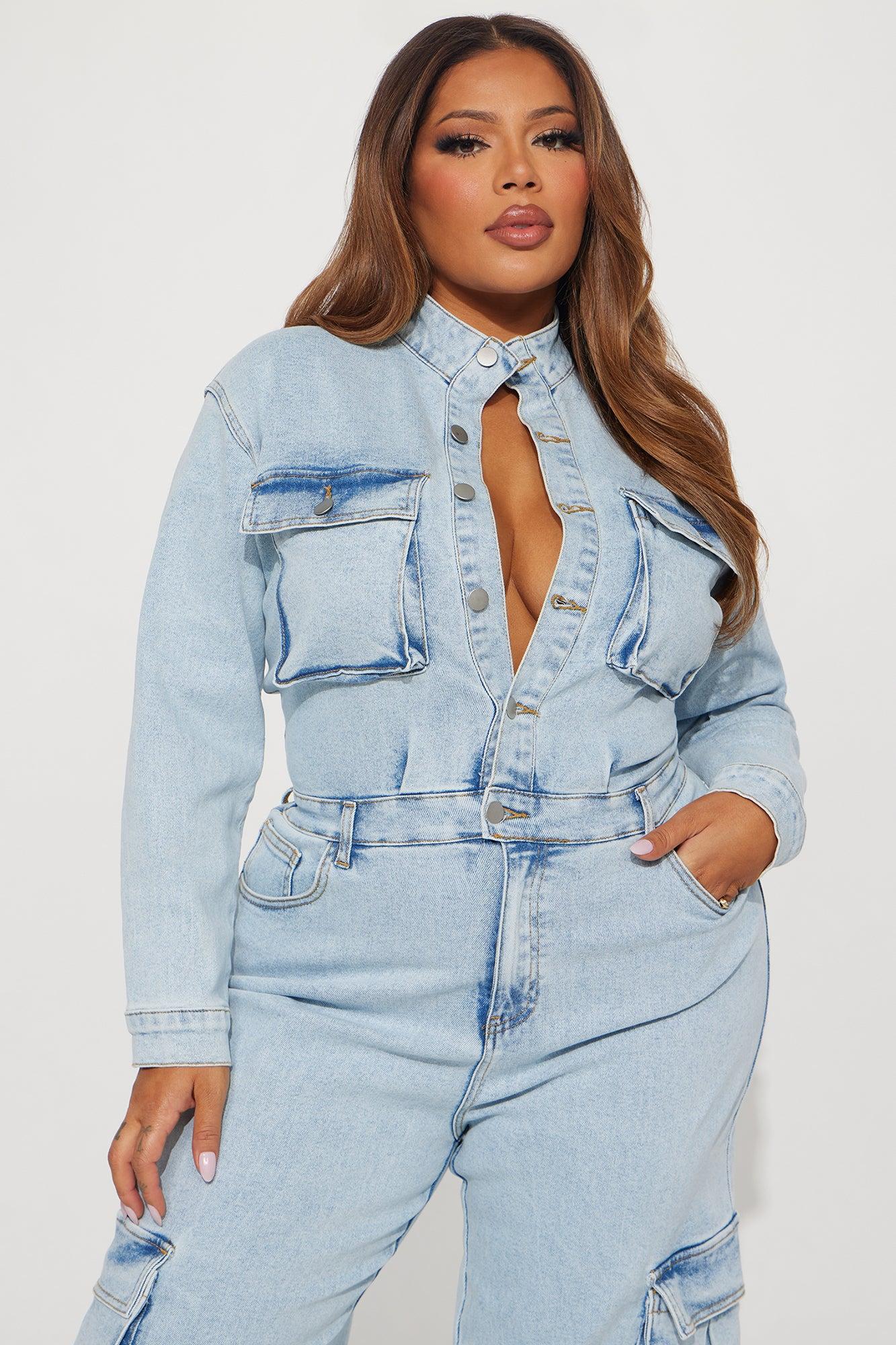 Stunning Allure Denim Jumpsuit - Light Wash Product Image