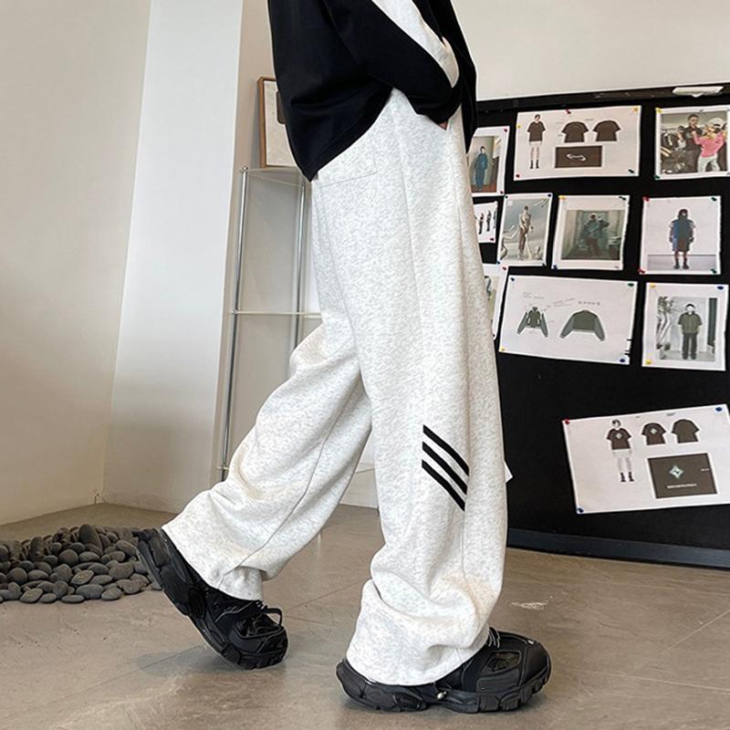 Sopula Trendy Street Hiphop Three-Stripe Wide-Leg Sweat Pants Product Image