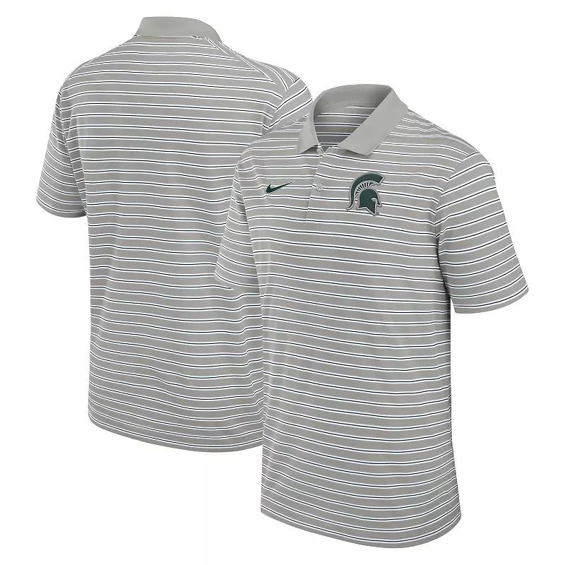 Men's Nike Pewter/White Michigan State Spartans Primetime Victory Striped Performance Polo,  Product Image