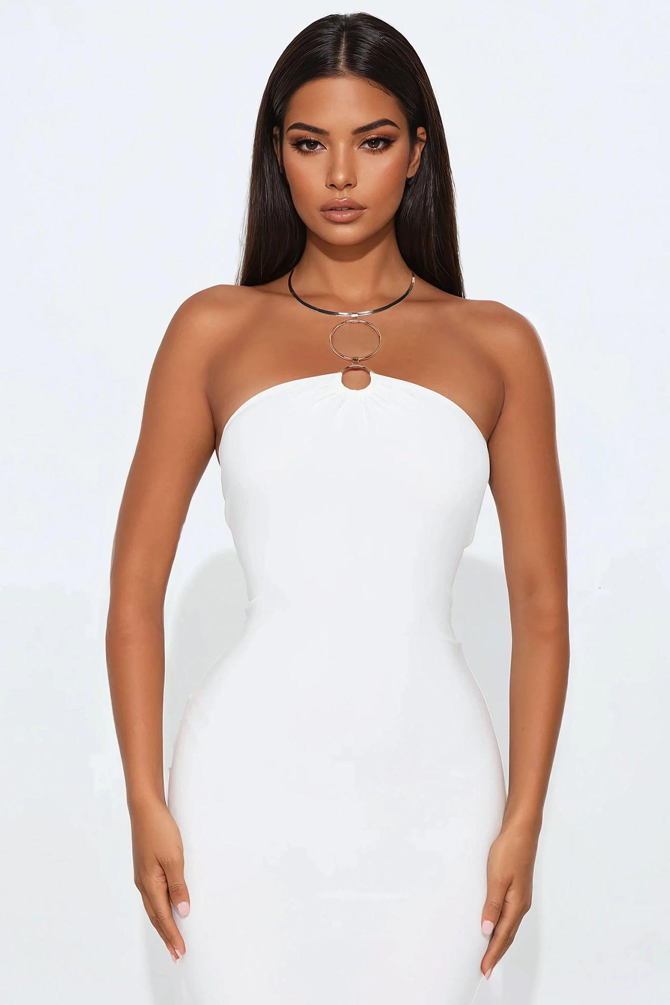 Havana Hardware Halter Maxi Dress - Ivory Product Image