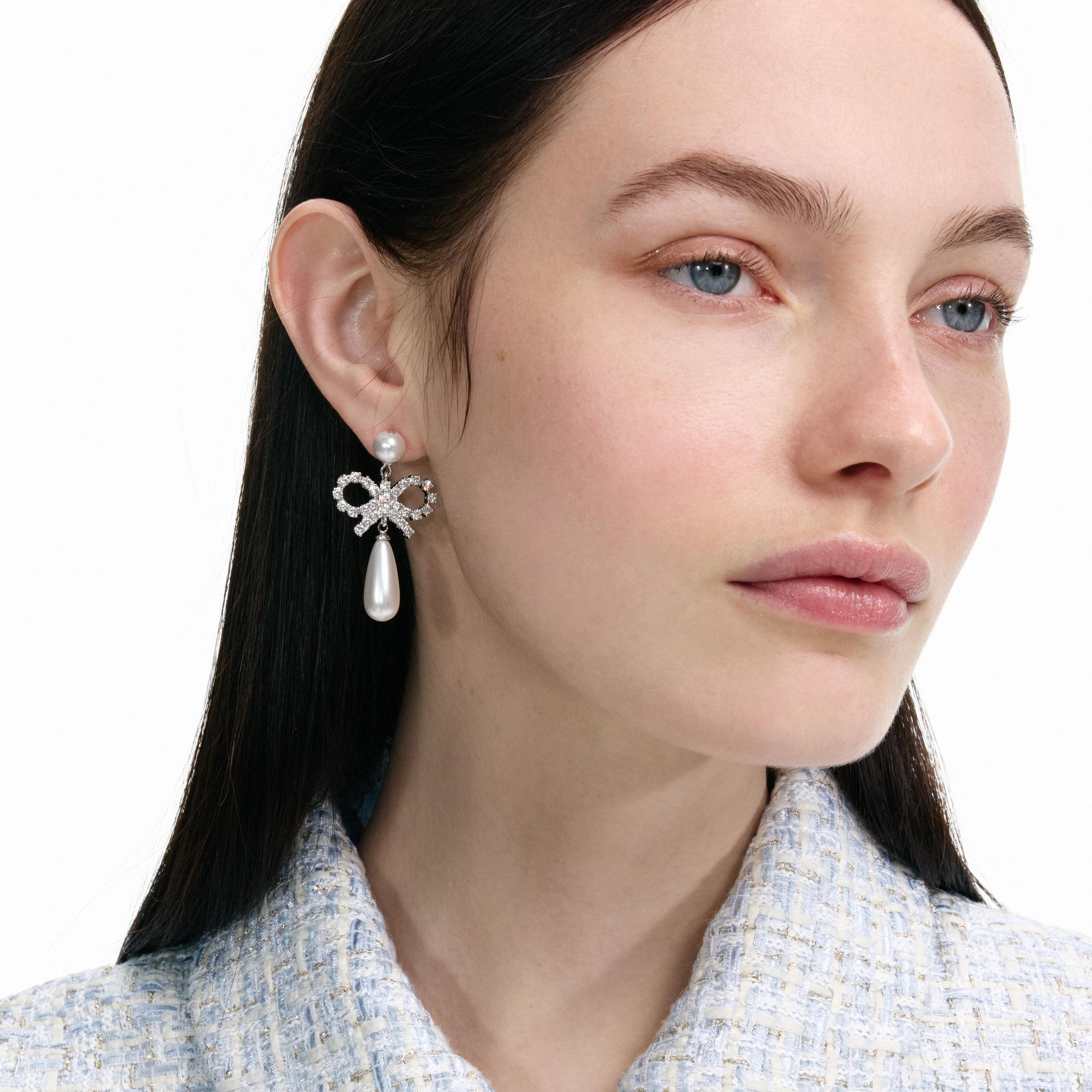 Pearl Bow Droplet Earrings Product Image