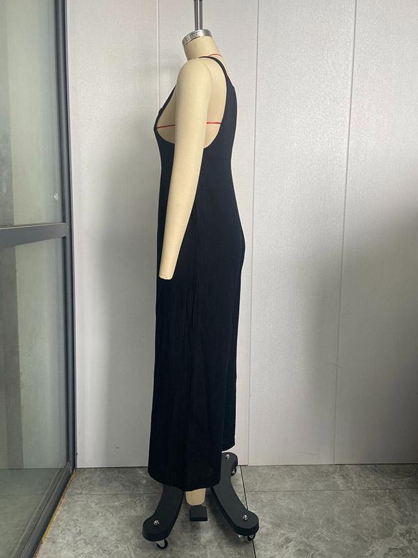 Loose Plus Size Pleated Split-Joint Square-Neck Overalls Product Image