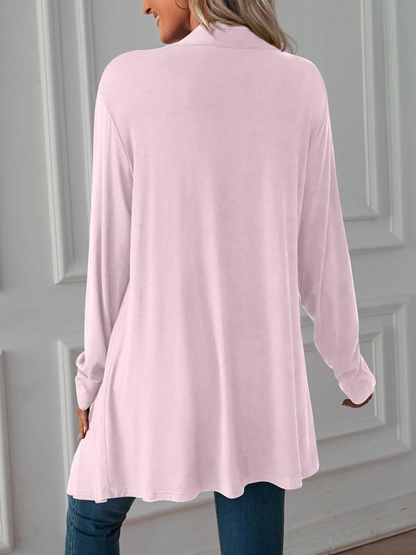 Long Sleeves Loose Solid Color Statement Collar Outerwear Product Image