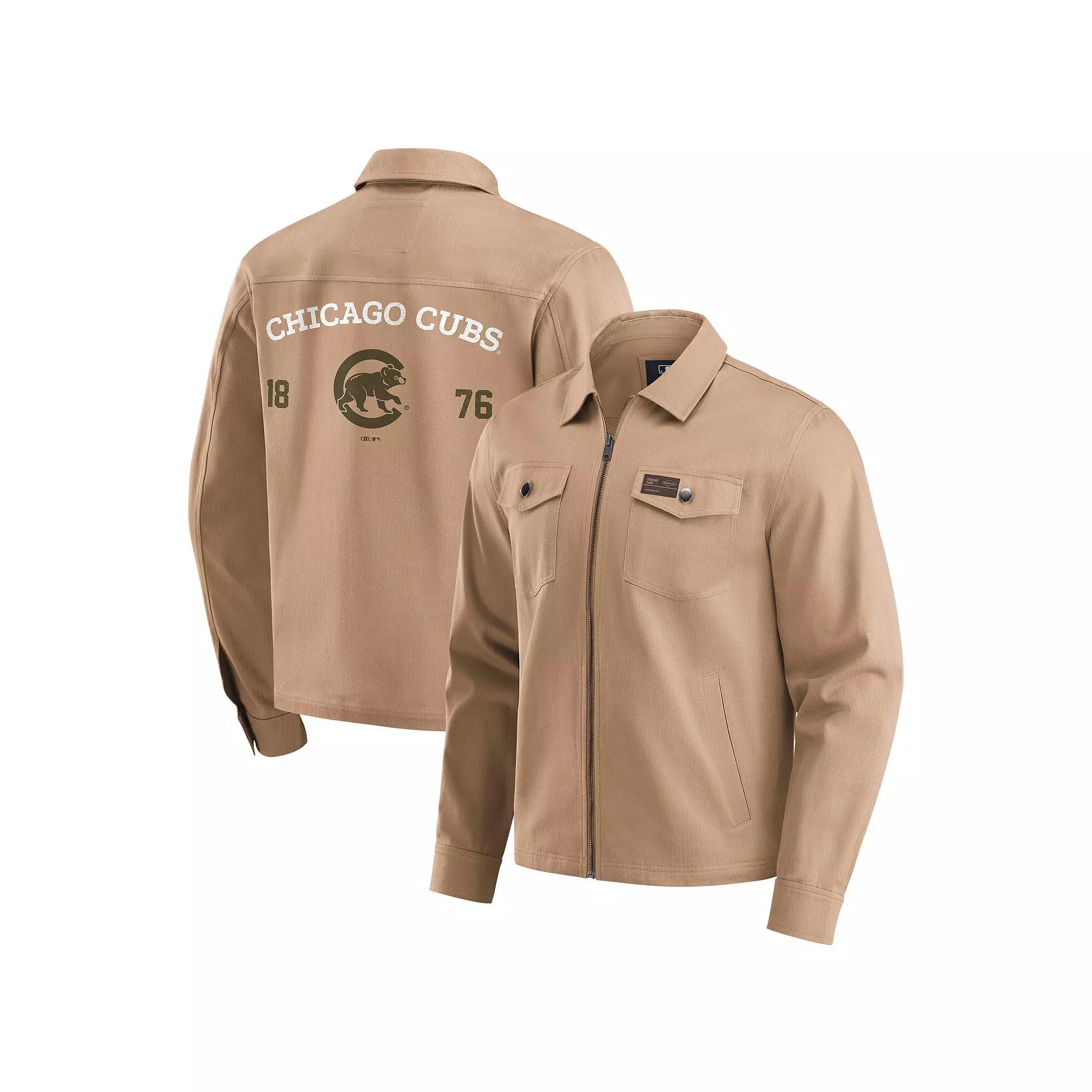 Men's Darius Rucker Collection by Fanatics  Tan Chicago Cubs Distressed Washed Full-Zip Jacket, Size: 2XL, Team Product Image