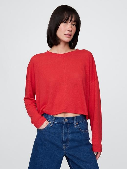 Oversized Linen-Blend Swing Top Product Image