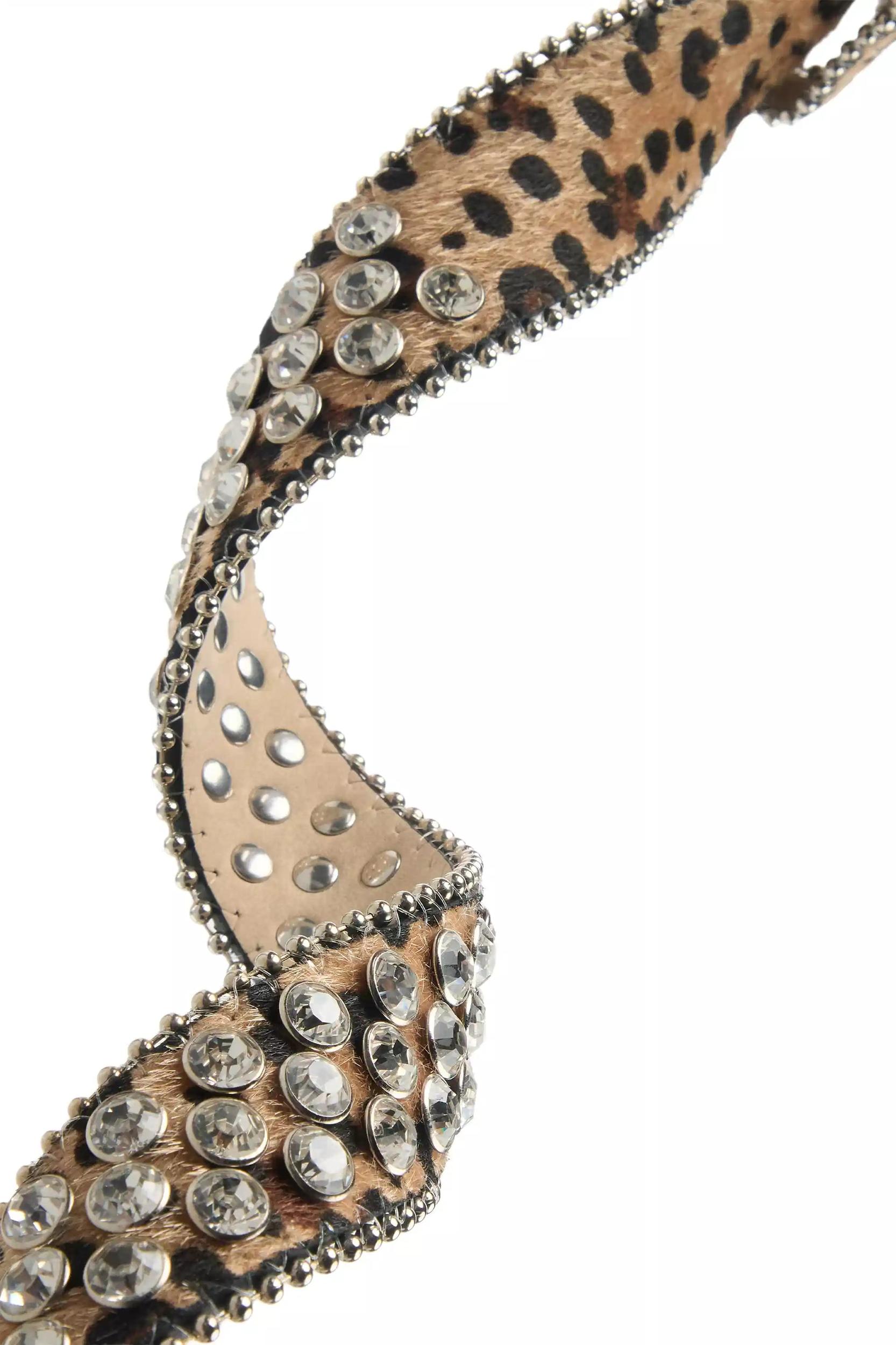 Dalia Beige Cheetah Print Rhinestone Belt Female Product Image