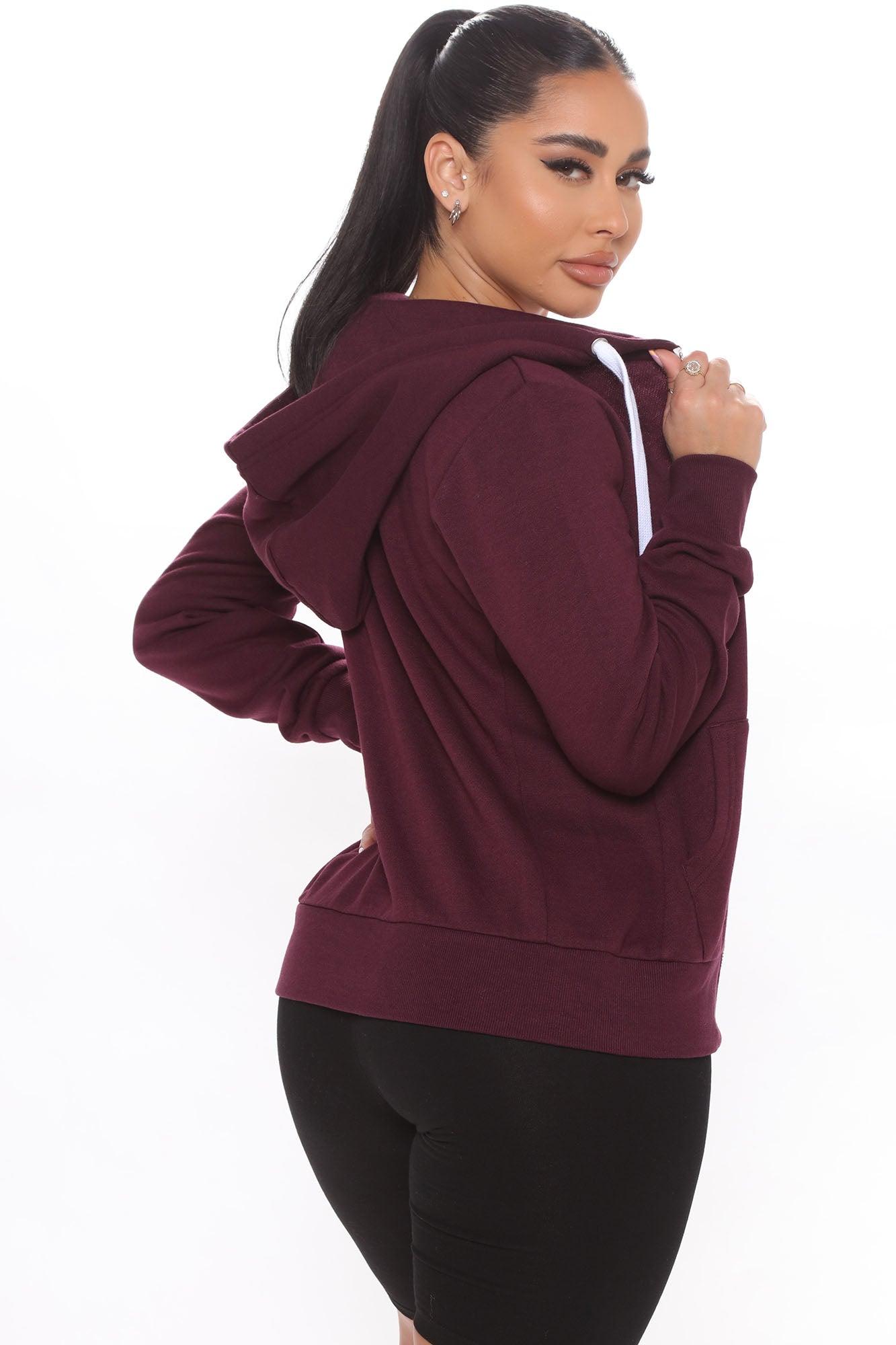 Relaxed Vibe Zip Up Jacket - Plum Product Image