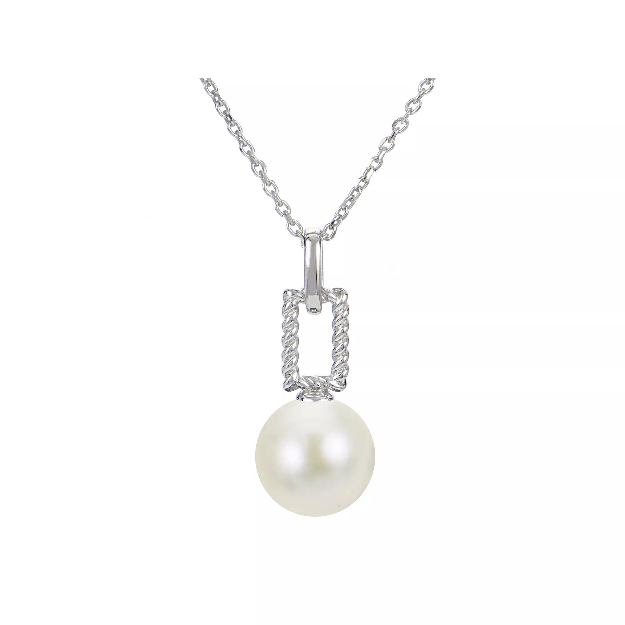 PearLustre by Imperial Sterling Silver Freshwater Cultured Pearl Twisted Paper Clip Pendant Necklace, Womens Product Image