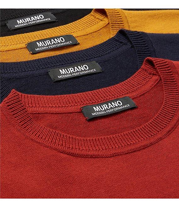 Murano Solid Performance Textured Long Sleeve Crew Neck Sweater Product Image