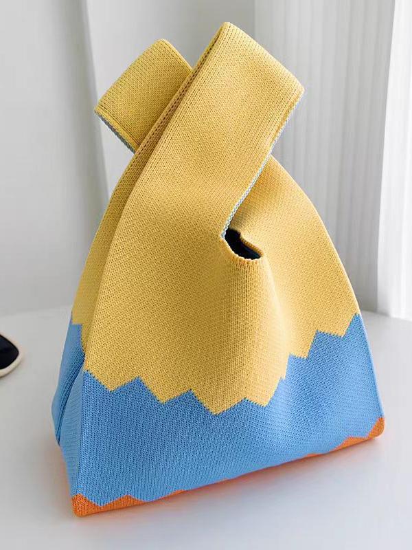 Contrast Color Woven Handbag Product Image