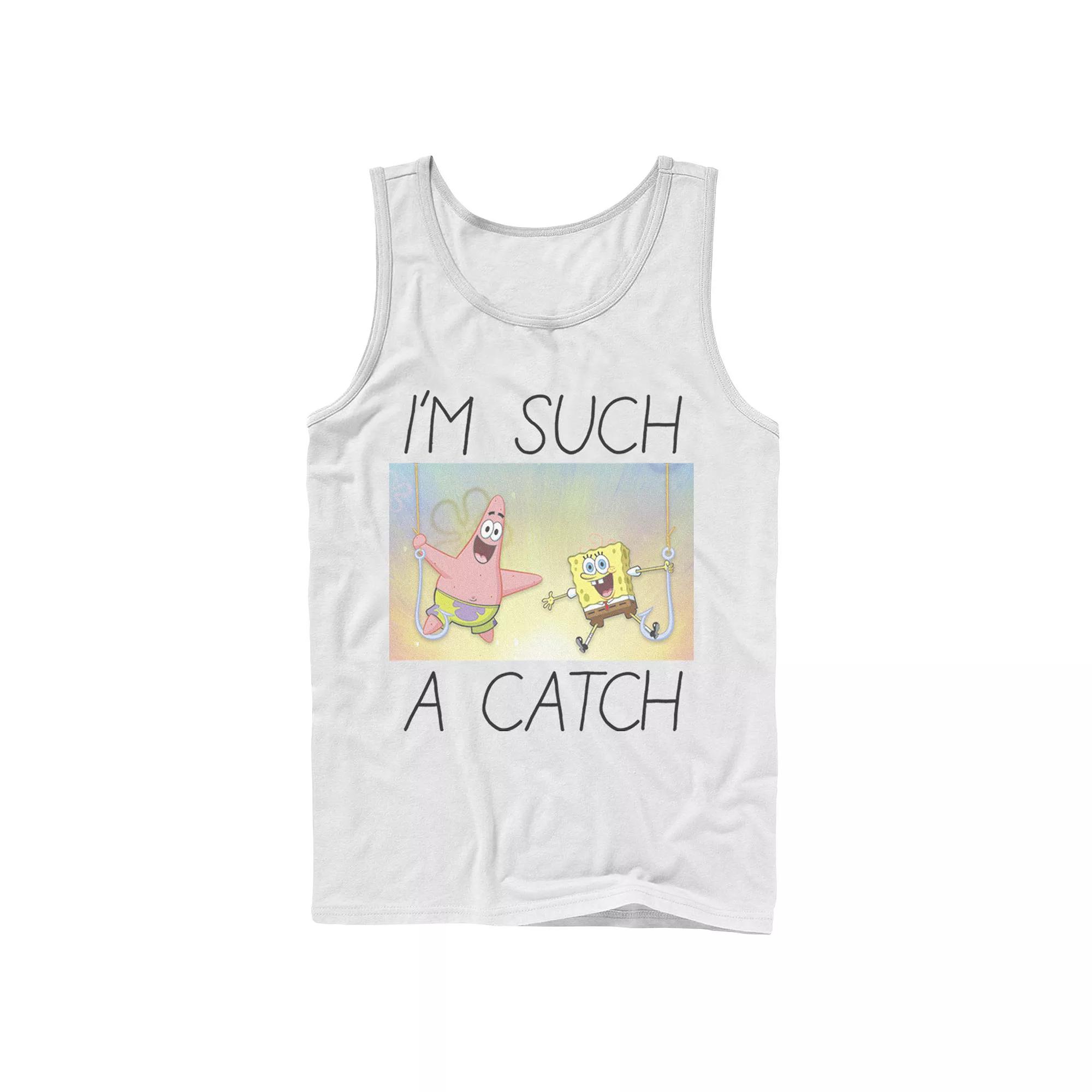Men's Nickelodeon SpongeBob SquarePants Such A Catch Fish Hook Graphic Tank Top,  Product Image